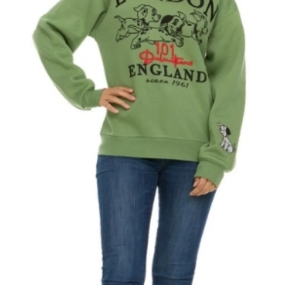 Disney ladies 101 Dalmatian Green size extra small sweatshirt new - Picture 4 of 8
